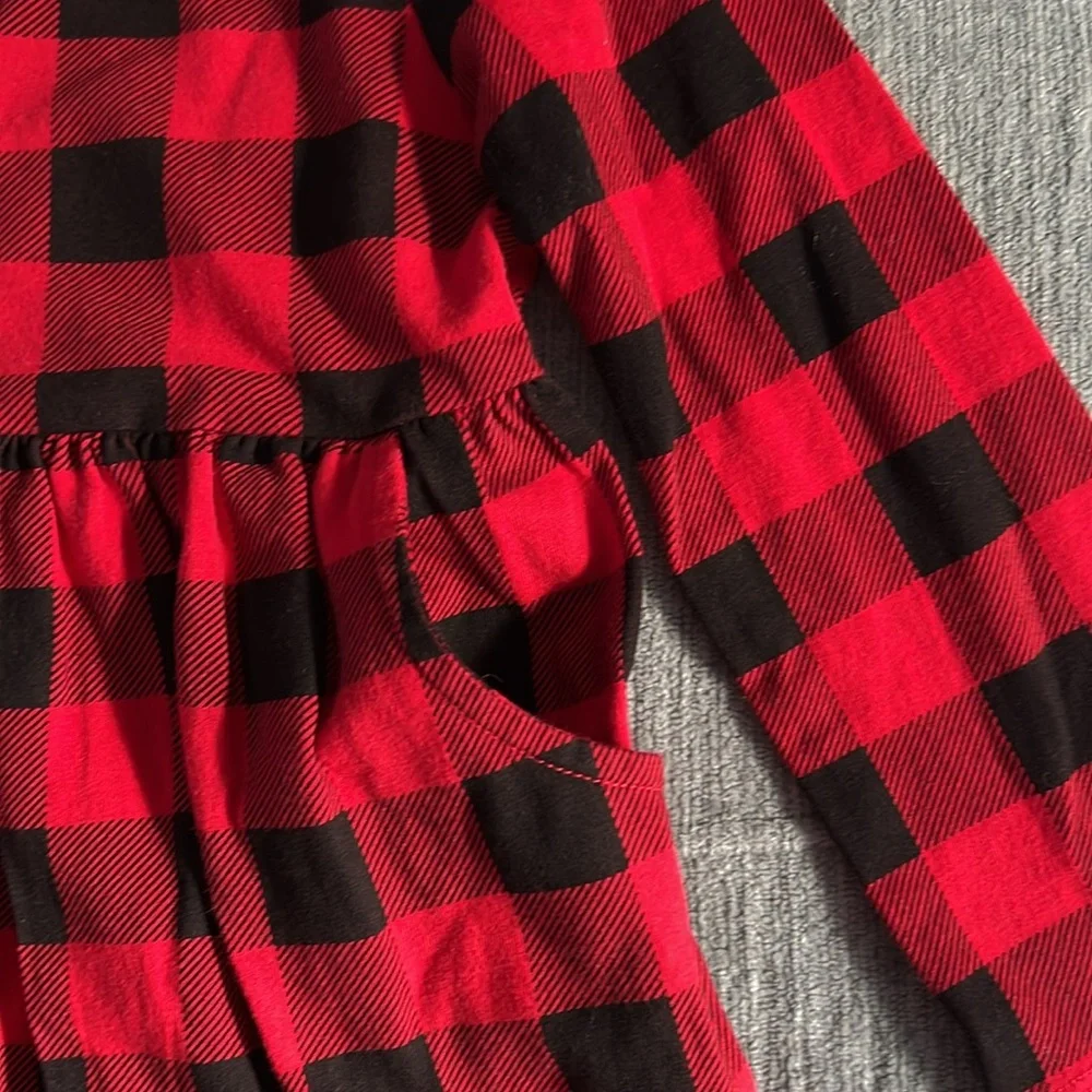 Red and Black Buffalo Plaid long sleeve dress - Picture 3 of 4